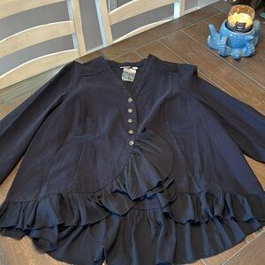 NWT Logo by Lori Goldstein military style jacket. Size 26W. Navy blue.